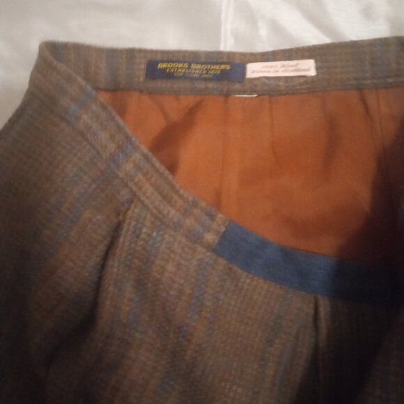Brooks Brothers women's wool skirt chocolate brown w/blue strips sizeL - Picture 8 of 8